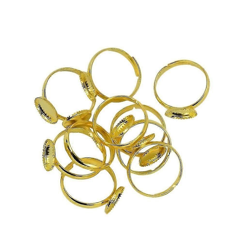 10 Pieces Adjustable Blank 10mm Bezel Cabochon Ring Diy Making Gold