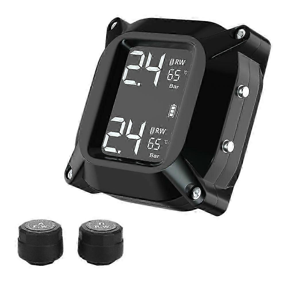 Motorcycle Tpms Wireless Tire Pressure Temperature Monitoring System Lcd Screen Usb Quick Charge Wi