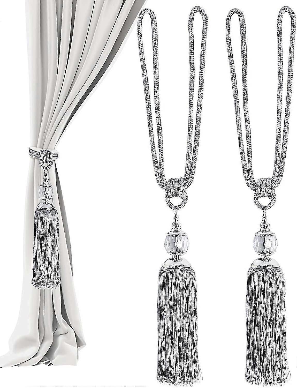 1 Pair Curtain Tiebas, Rope Curtain Clips With Balls Handmade Tassel Ribbon Tie Down Design For e Office Window Decoration(gray),3122