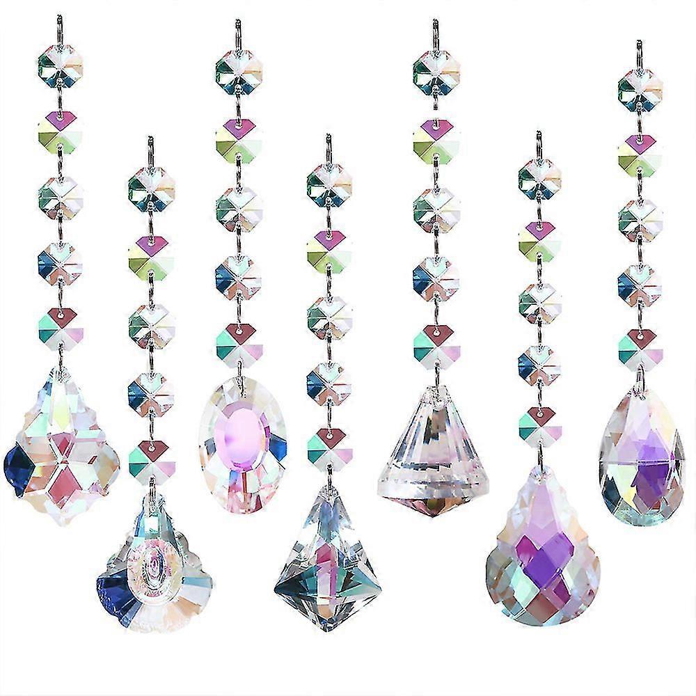 7 Pack Crystal Daylighter Prism Hanging, Window Garden Decor Gifts