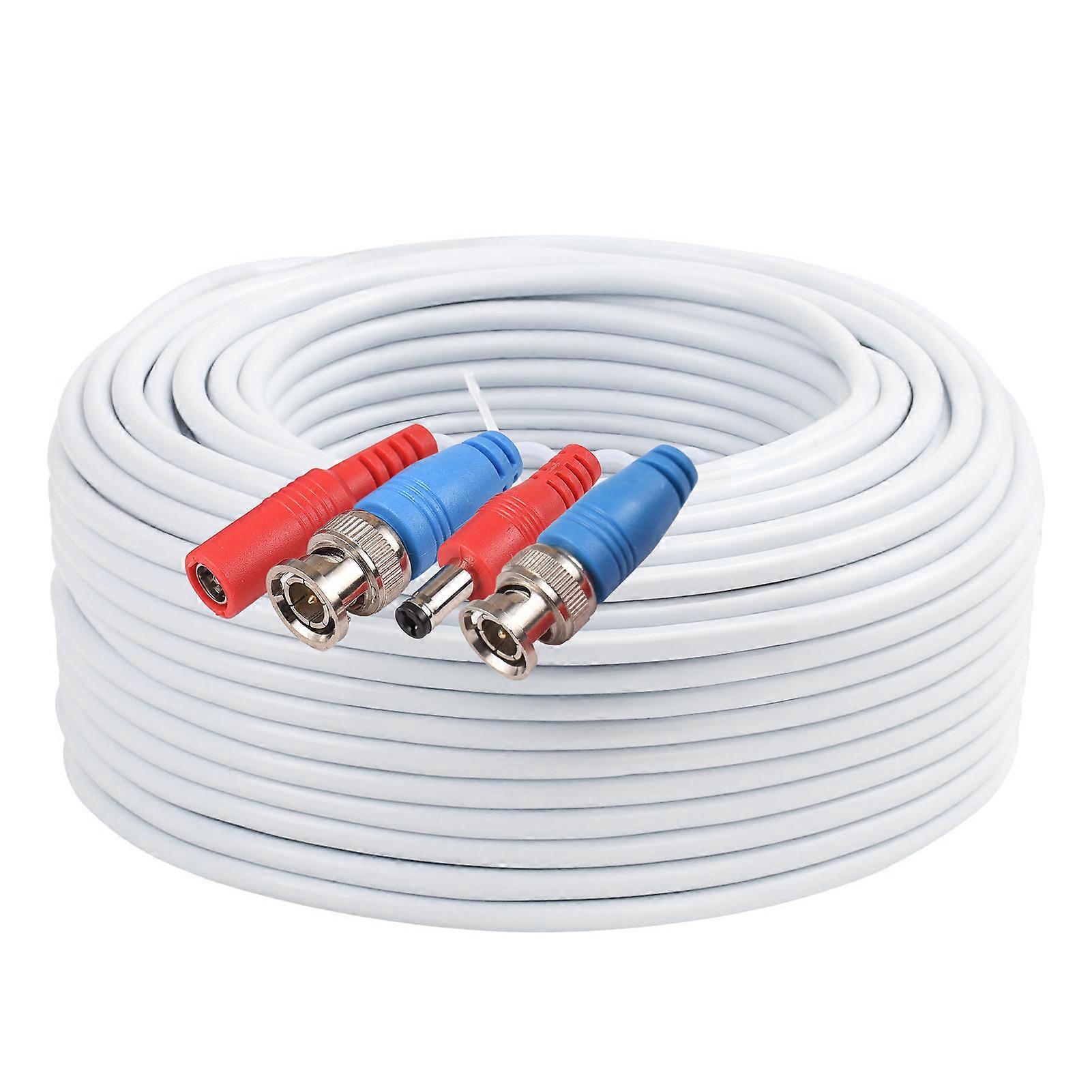 60 Feet BNC Video Power Cable Wire 2MP All-in-One Video Security Camera Wire with Connectors for CCTV Camera DVR System