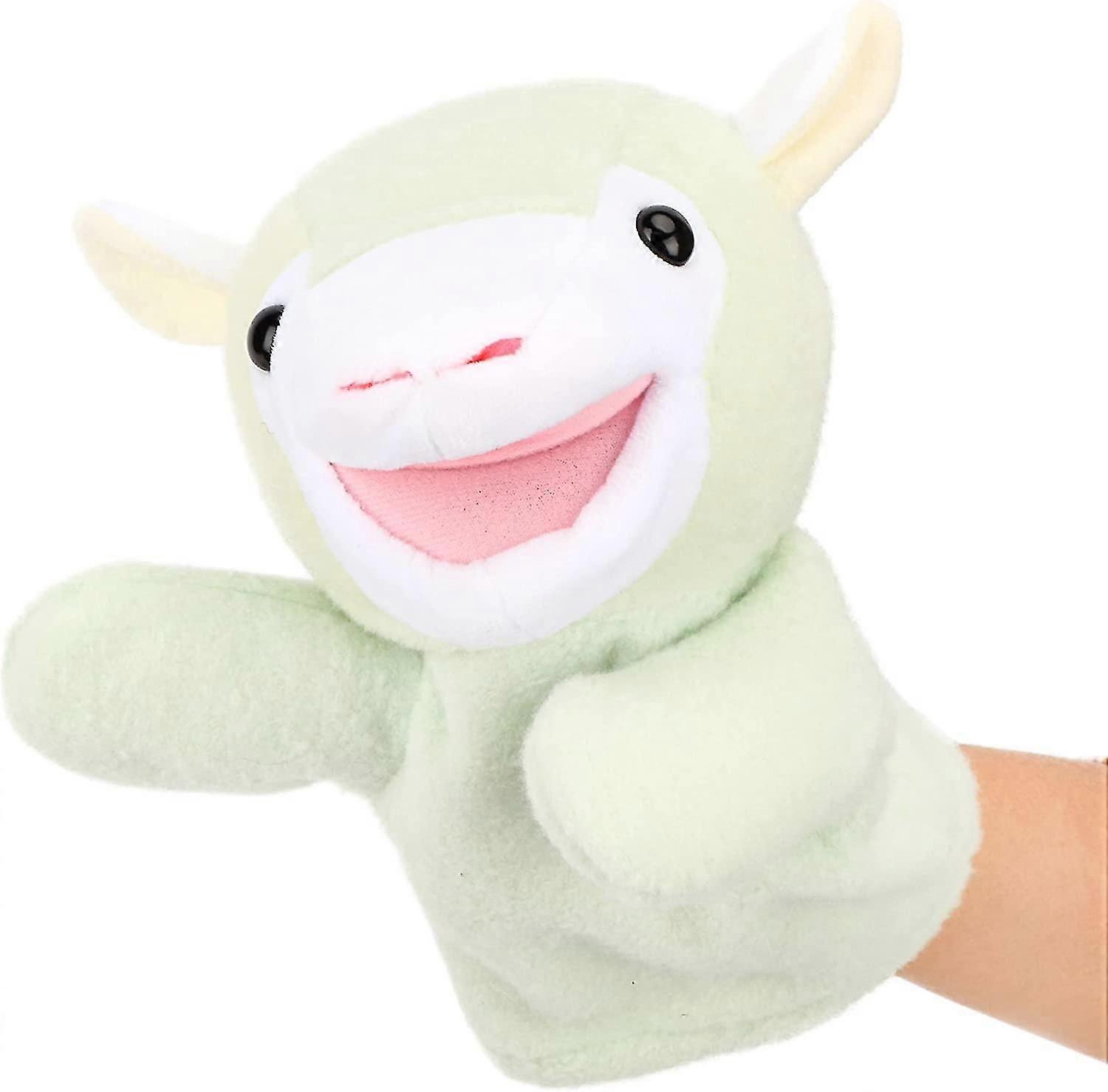 ラムハンドパペットぬいぐるみ羊動物玩具ロールプレイストーリーテリング幼稚園児誕生日プレゼントのための可動口付き9.8"