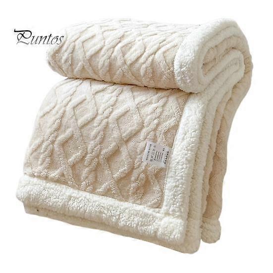 Winter Thickened Blanket Double-sided Fluff Plush Double-layer 3D Jacquard Solid Color Office Nap Dormitory Home Bed Sofa Travel Cozy Warm Blanket