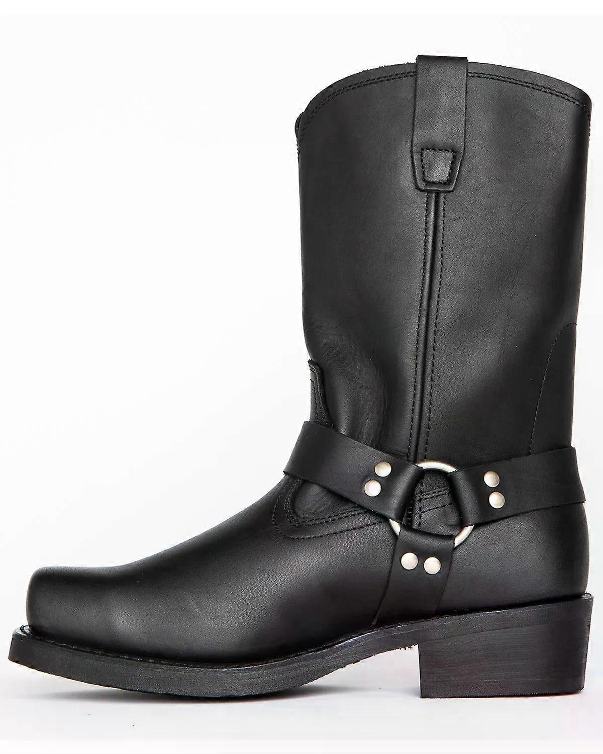 خمر الرجال رعاة البقر الأحذية حزام مشبك الدائري عالية أعلى دراجة نارية أحذية الرجال أزياء مربع اصبع القدم الدافئة الأحذية