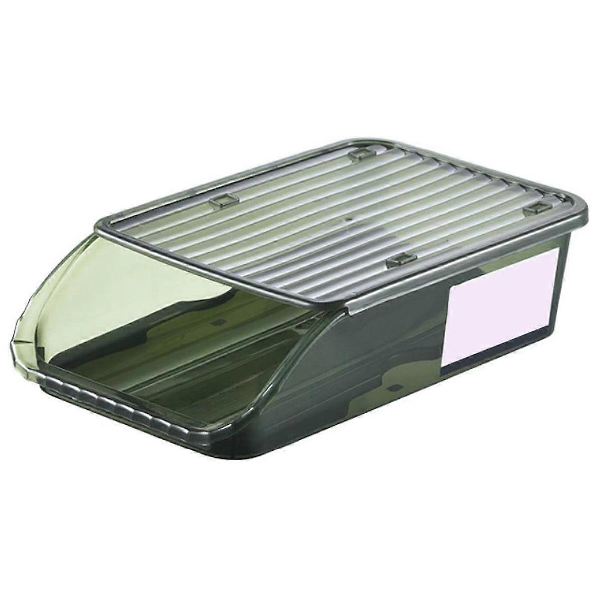 Egg Storage Box Plastic Automatic Rolling Transparent Thickened Grooved Egg Storage Container for Refrigerator Kitchen, Green