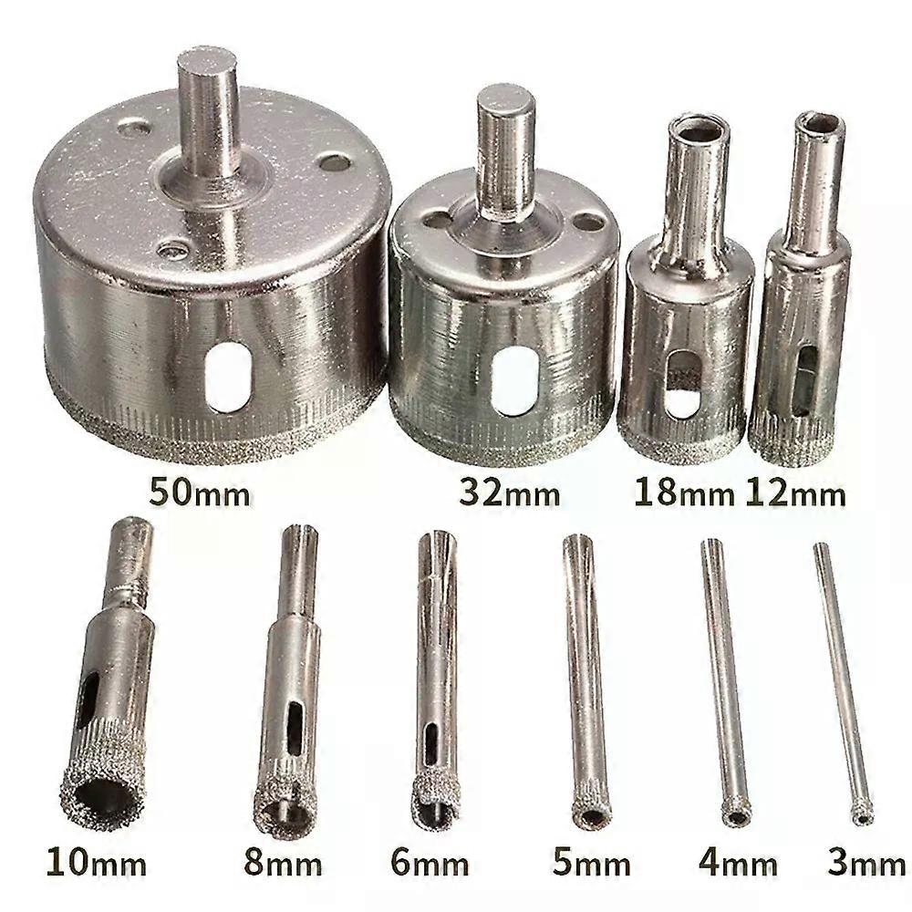 Stonego 10Pcs Diamond Coated Hole Saw Core Drill Bit Tile Marble Glass Ceramic Drill Bit Set 3Mm-50Mm
