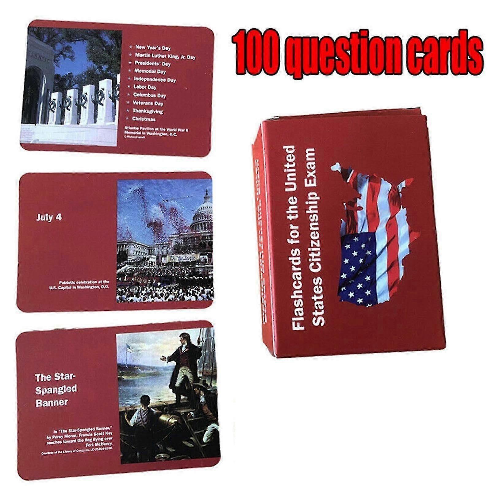 high quality 2024 US Citizenship Flash Cards, Study Guide for Naturalization Test with 100 USCIS Civics Questions and Answers (1 Set)