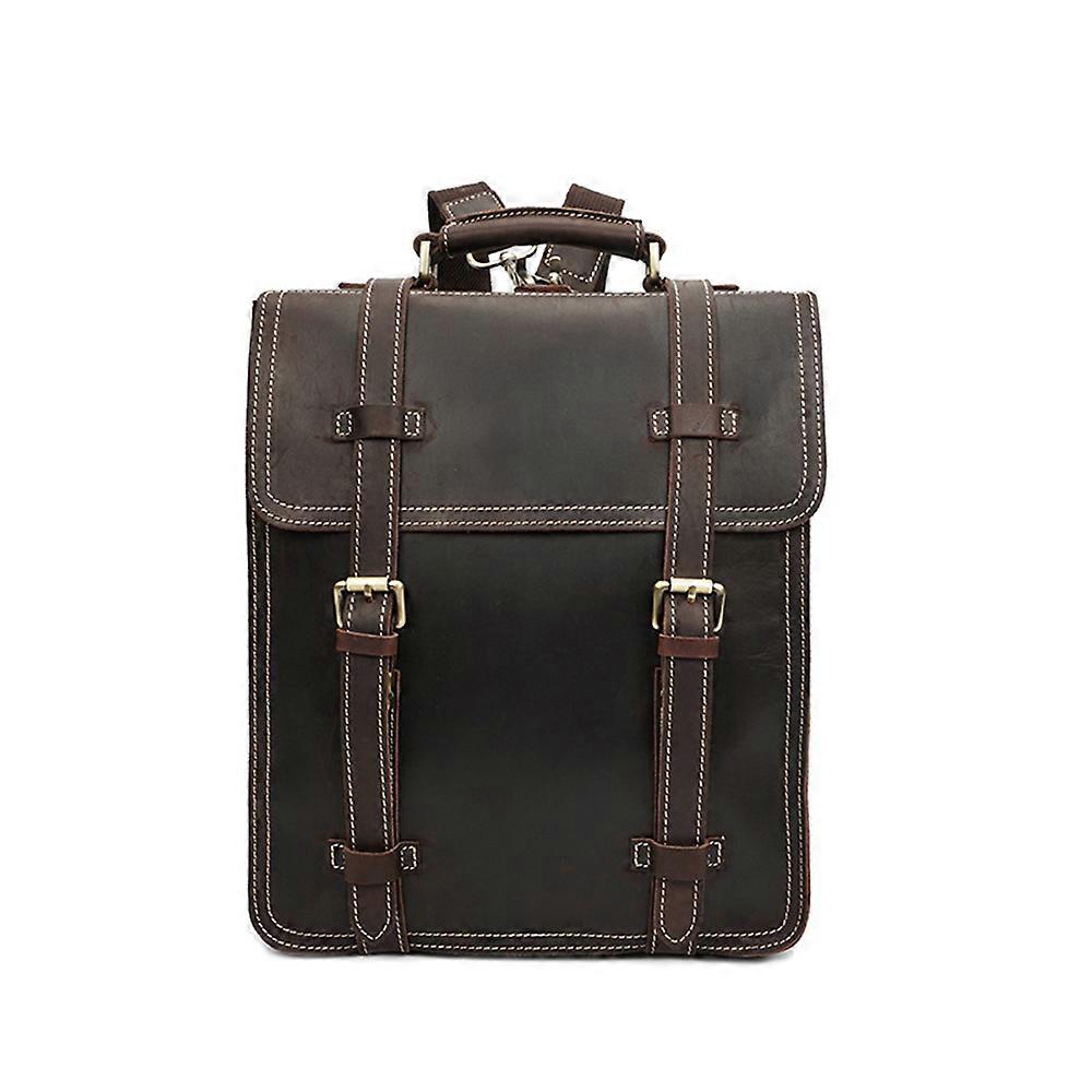 YD-8062 Dark Brown Leather Backpack for Laptops, Tablets, and Essentials
