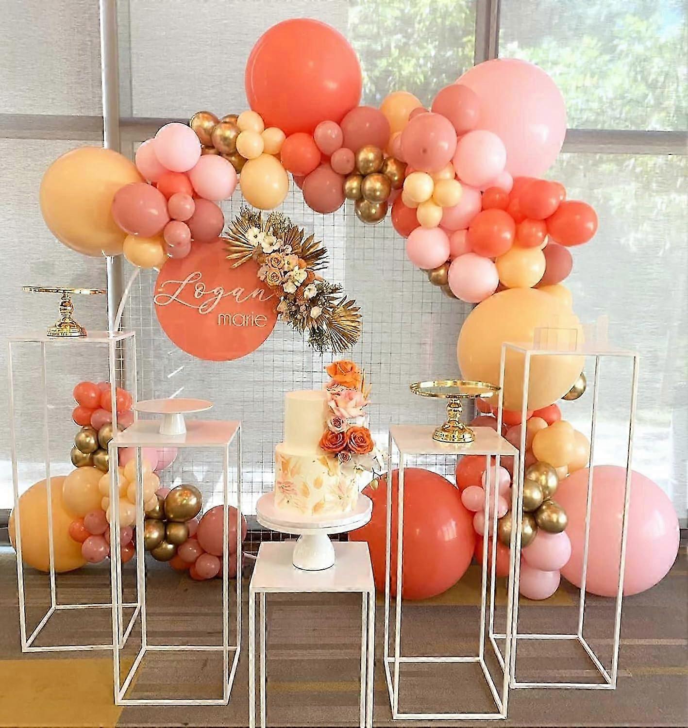 opatマットダスティピンクコーラルピーチバルーンガーランドキット女の子用1歳の誕生日リトルキューティーベビーシャワートロピカルブライダルシャワー結婚式の写真の背景P
