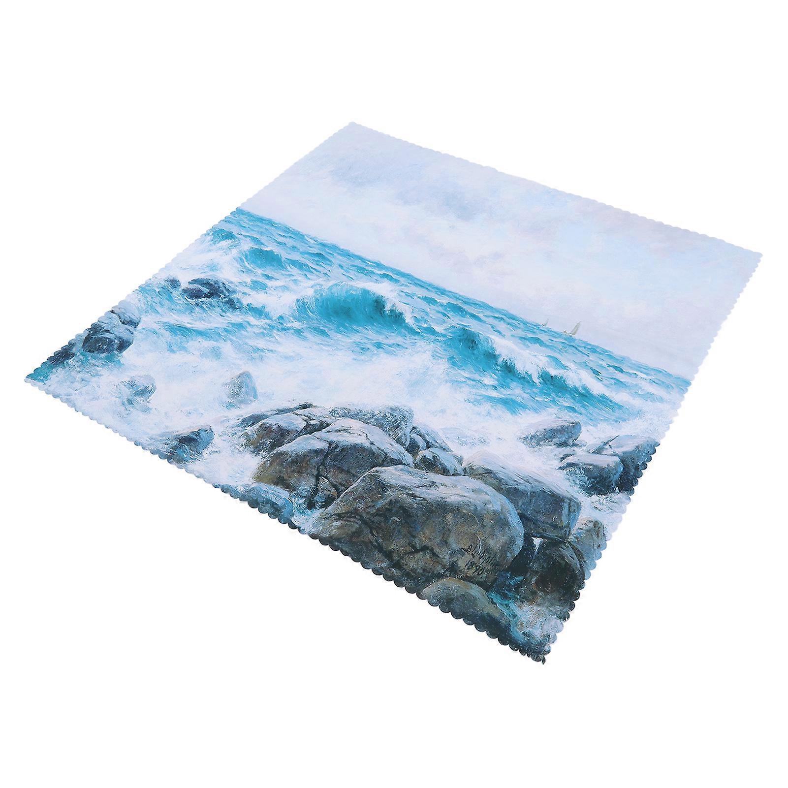 Easy - Cleaning Polyester Fiber Tablecloth with Sea Waving Rock Pattern