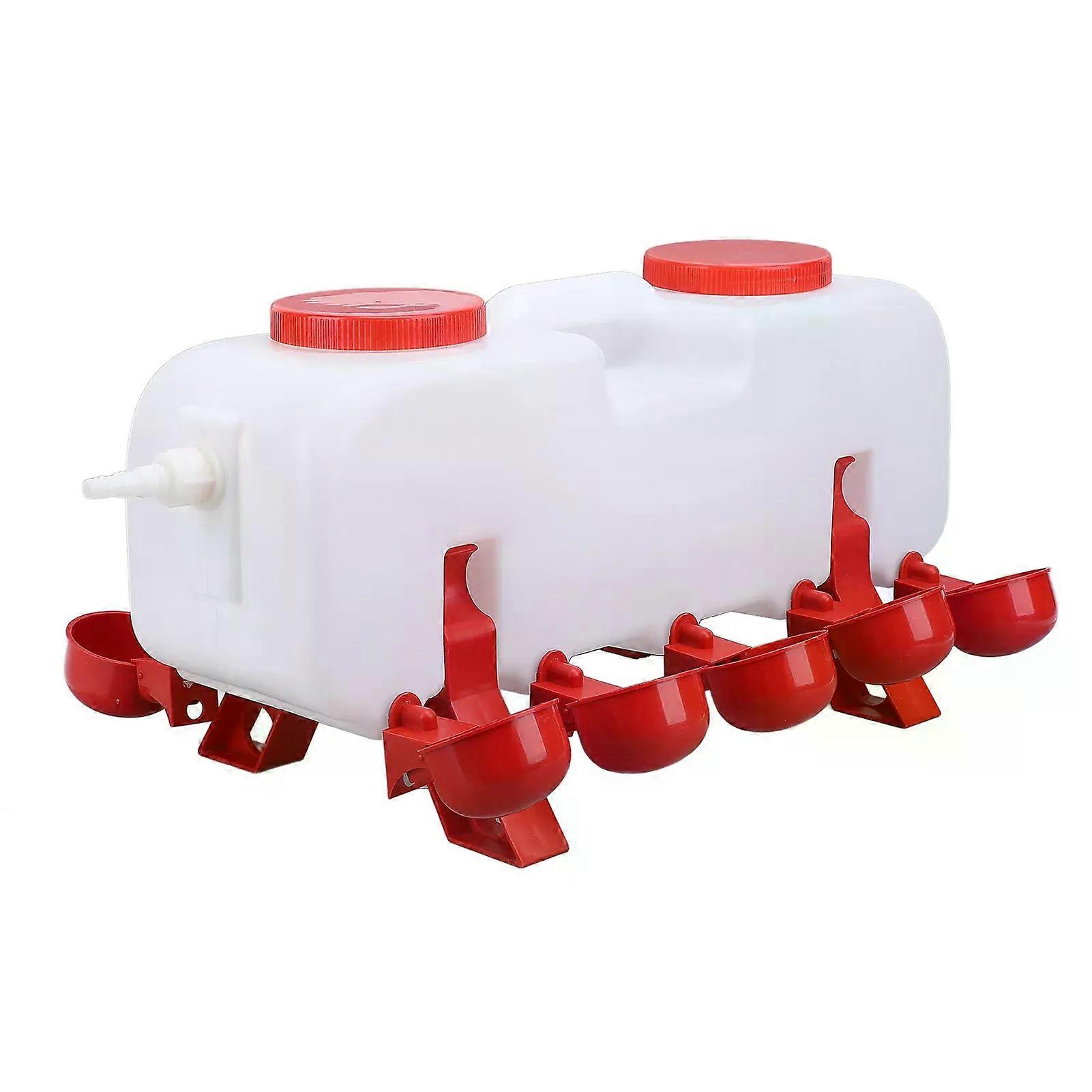 Automatic Chicken Waterer Dispenser 10 Liters Poultry Water Feeder With10 Chicken Waterer Cups for Duck Geese Duck Waterer