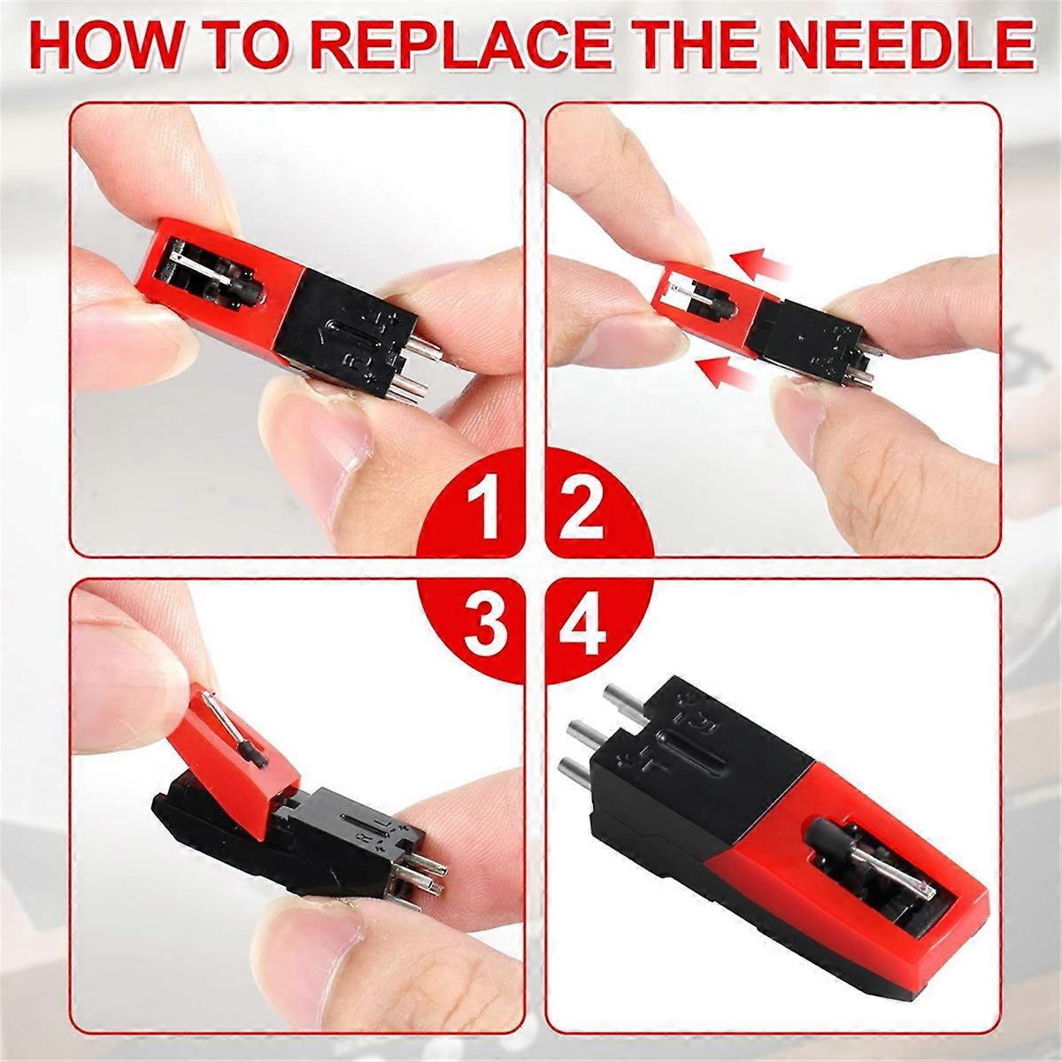 Player Needle Replacement, 4pcs Diamond Record Player Stylus Needle