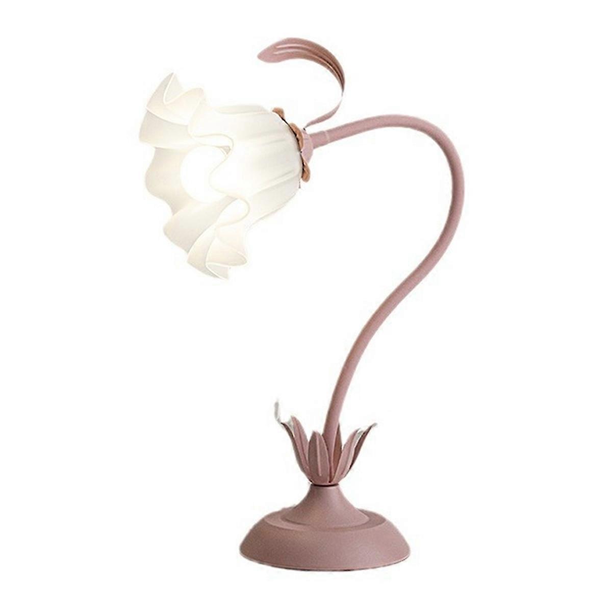 Retro Flower Lily Table Lamp Creatives Table Lamp,US Plug pink