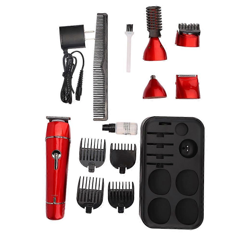 5 In 1 Multi-functional Electric Nose Sideburns Trimmer Beard Shaving Tool Set (Red)