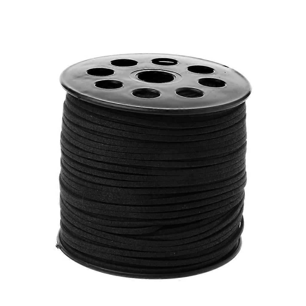 Faux Suede Cord with Roll Spool Black Leather String Cord for Bracelet Necklace Beading DIY Handmade Crafts Easy to Use Black