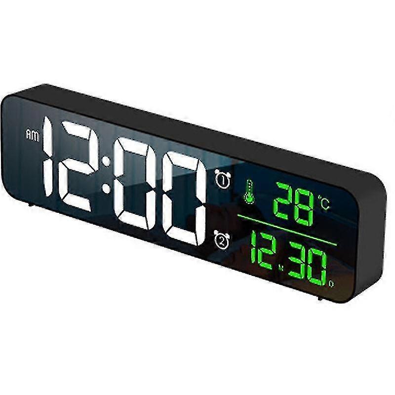Digital Alarm Clock with LED Display, Large Numbers, Table Clock with Date and Temperature Display