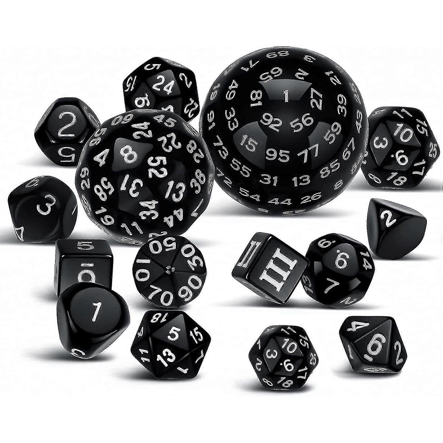 15Pcs Complete Polyhedral DND Dice Set D3-D100 with Spherical 100-Sided Dice for RPG