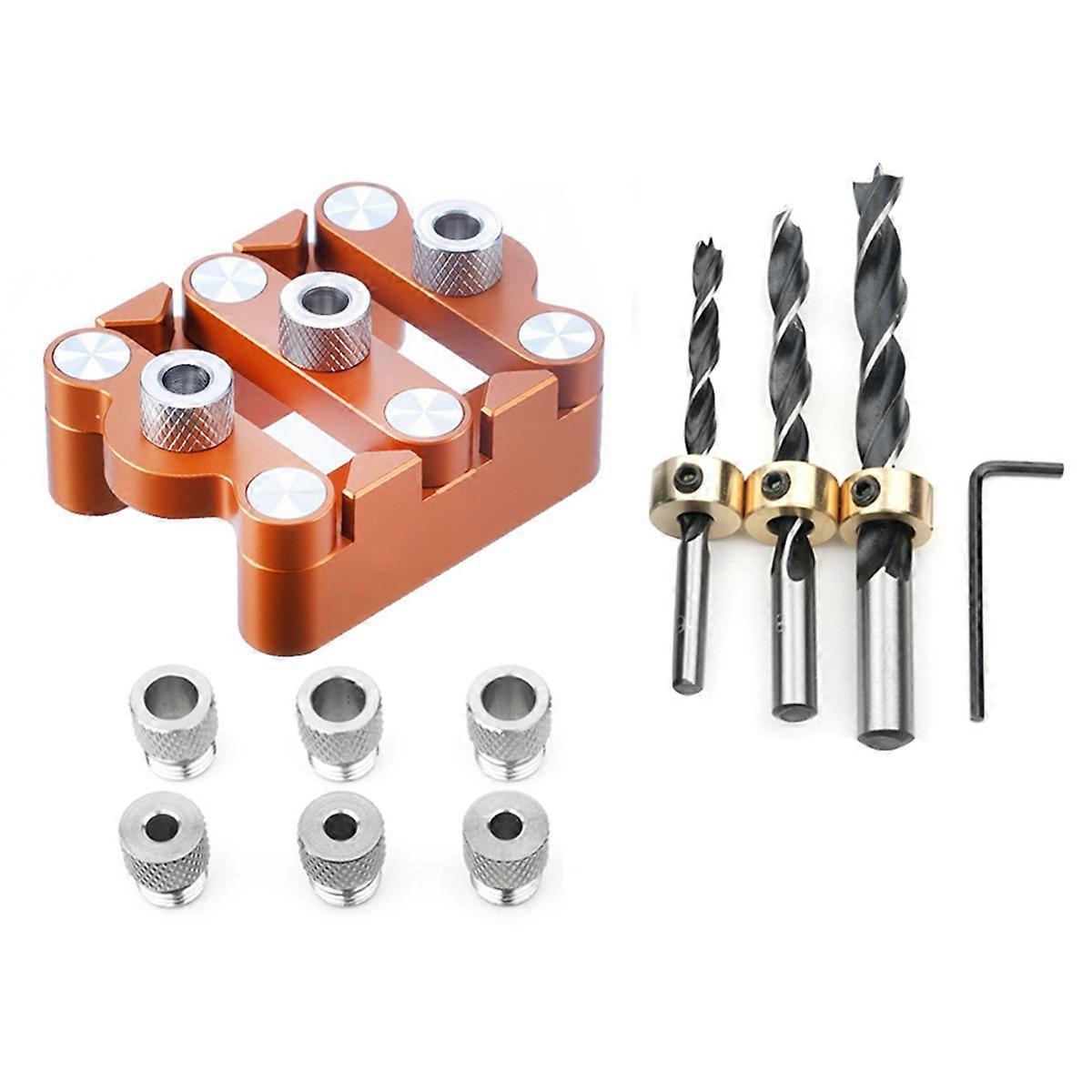 Self-Centering Dowelling Jig Set Wood Furniture Mortise and Tenon Joint Punching Locator Pocket Dowe