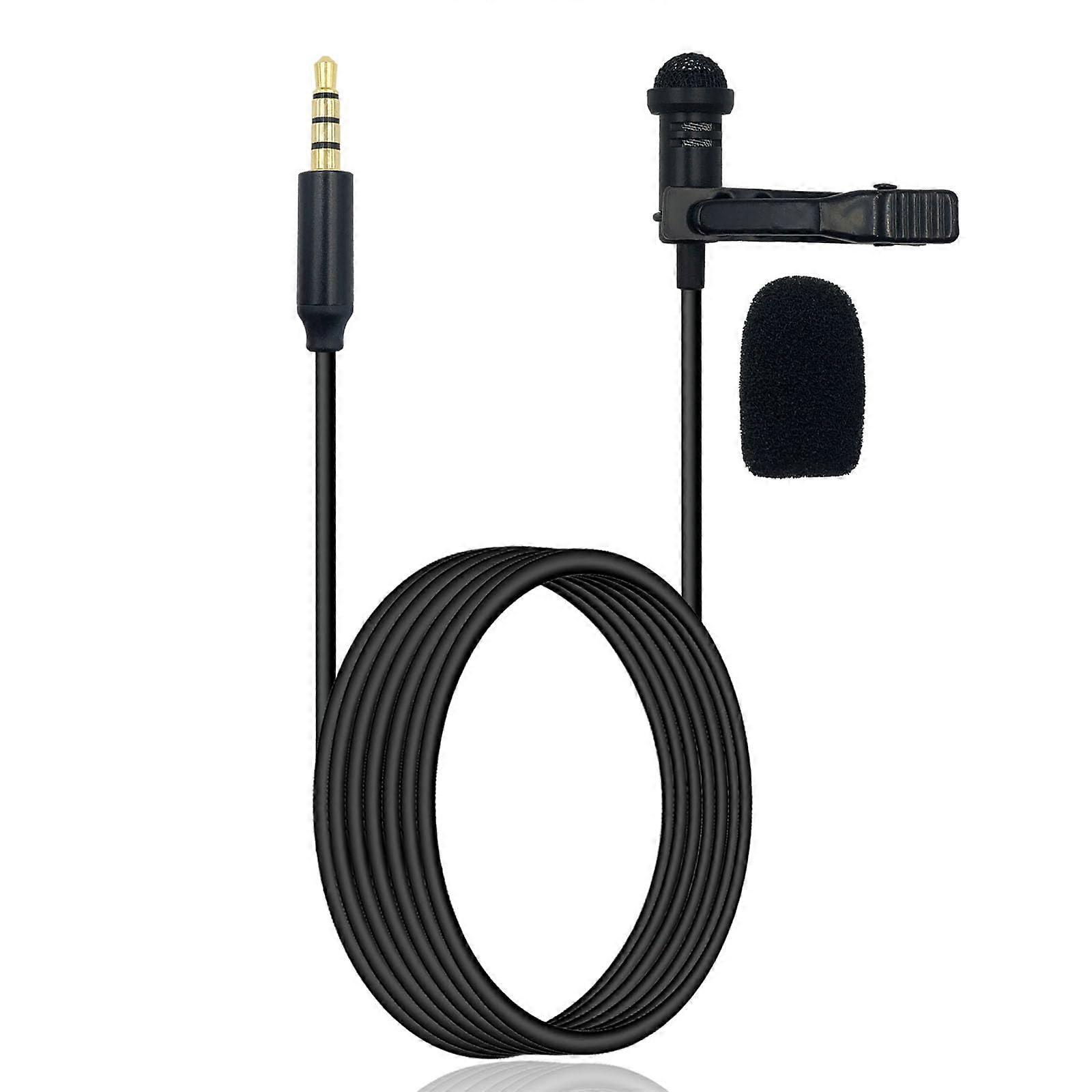 Lavalier Microphone Omnidirectional Condenser Mic 3.5mm Compatible for Recording with 5ft Black Noise Cancelling Cable
