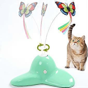 Indoor interactive cat toy 360 electric rotating butterfly Cat boredom relief toy (green)