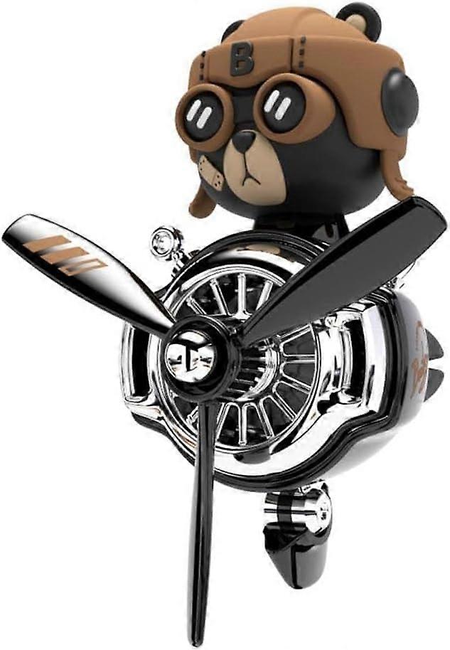 Bear Pilot Car Air Vent Clip, Cute Rotating Propeller Design for Air Conditioning, Compatible with Most Vehicle Models