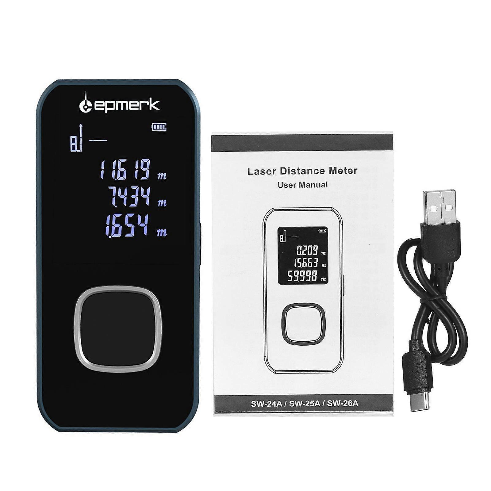 Lepmerk 196ft/60m Mini Laser Measure Digital Laser Distance Meter Laser Measurement Tool Range Finder with LCD Backlit