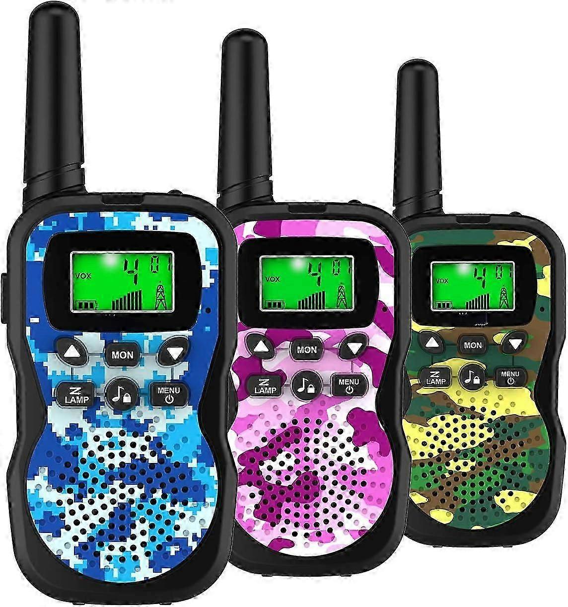 Kids Walkie Talkies With Flashlight And Lcd Screen,3 Miles Range Walkie Talkies 3 Pack