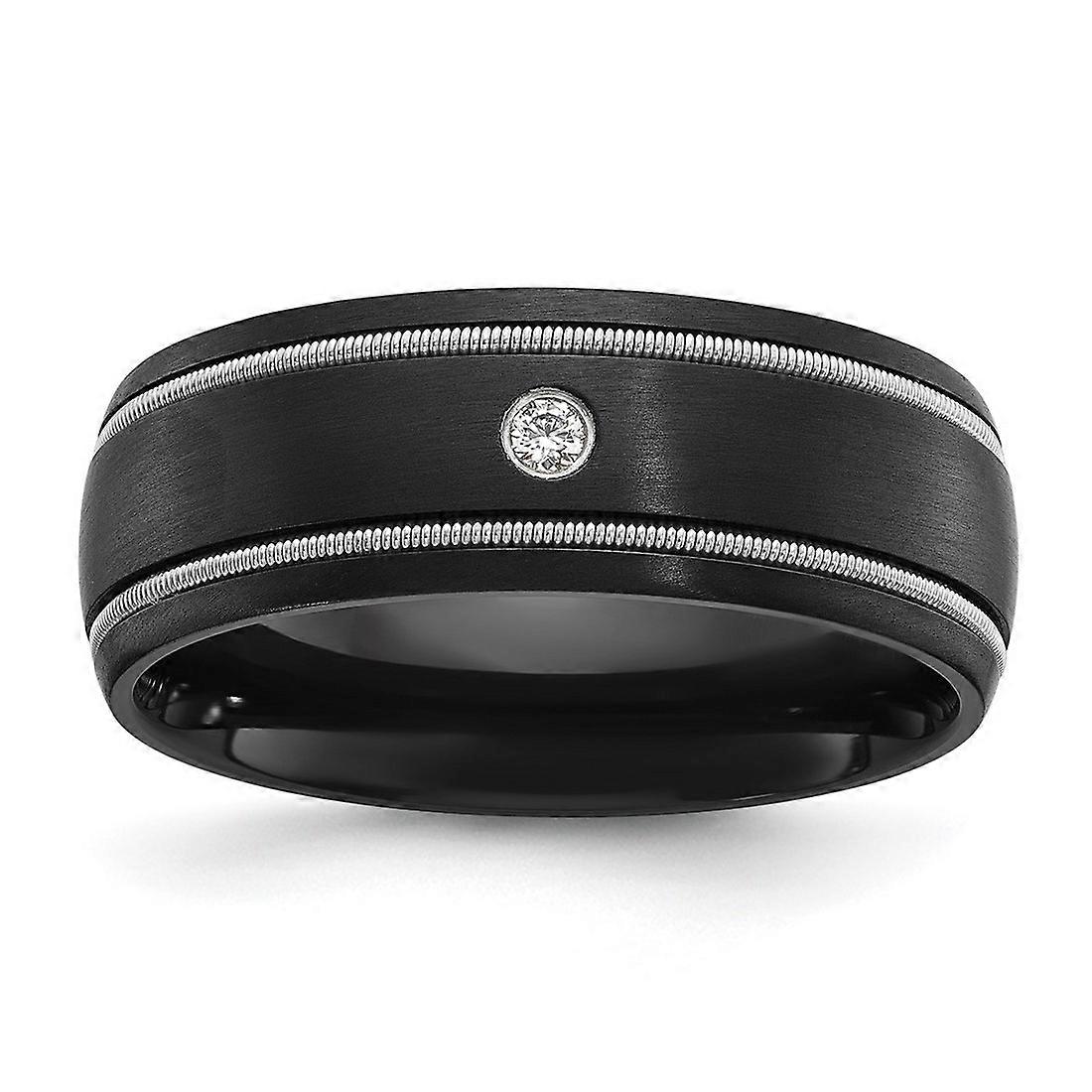 Black Zirconium Brushed With Cubic Zirconia 8mm Band-Band Style Ring for Women and Men - Ring Size: 8 to 13