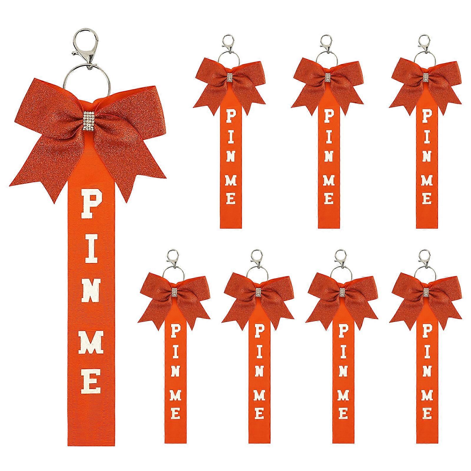 Practical Cheer Bowknot Keychain Collection 8 Glitter Ribbon Charm for Sports Fan and Team Celebrations Daily Use Orange 1