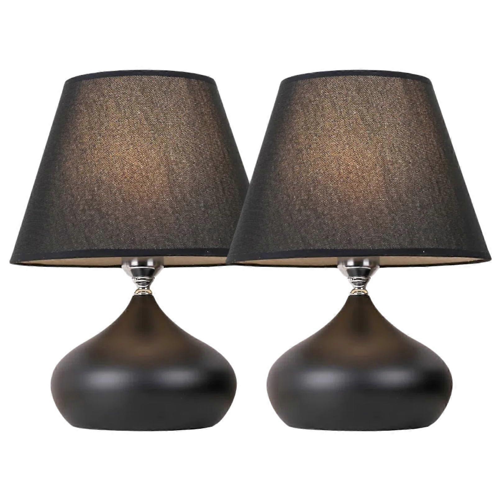 Touch Table Lamp 2 Pack for Bedroom and Nightstand, Black Desk Lamps with Adjustable Brightness and Modern Design