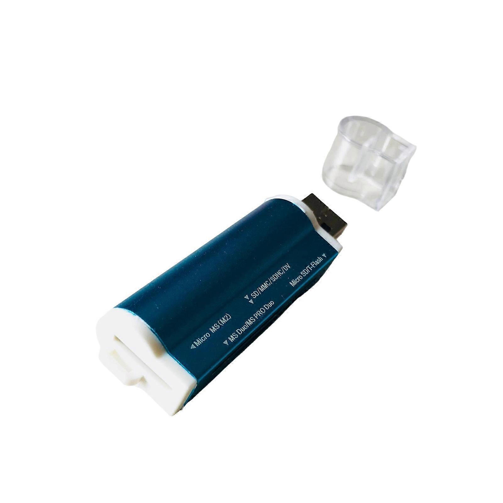USB2.0 Card Reader Memory Sticks Adapter for MicroSDs MS and More Memory Cards  Blue