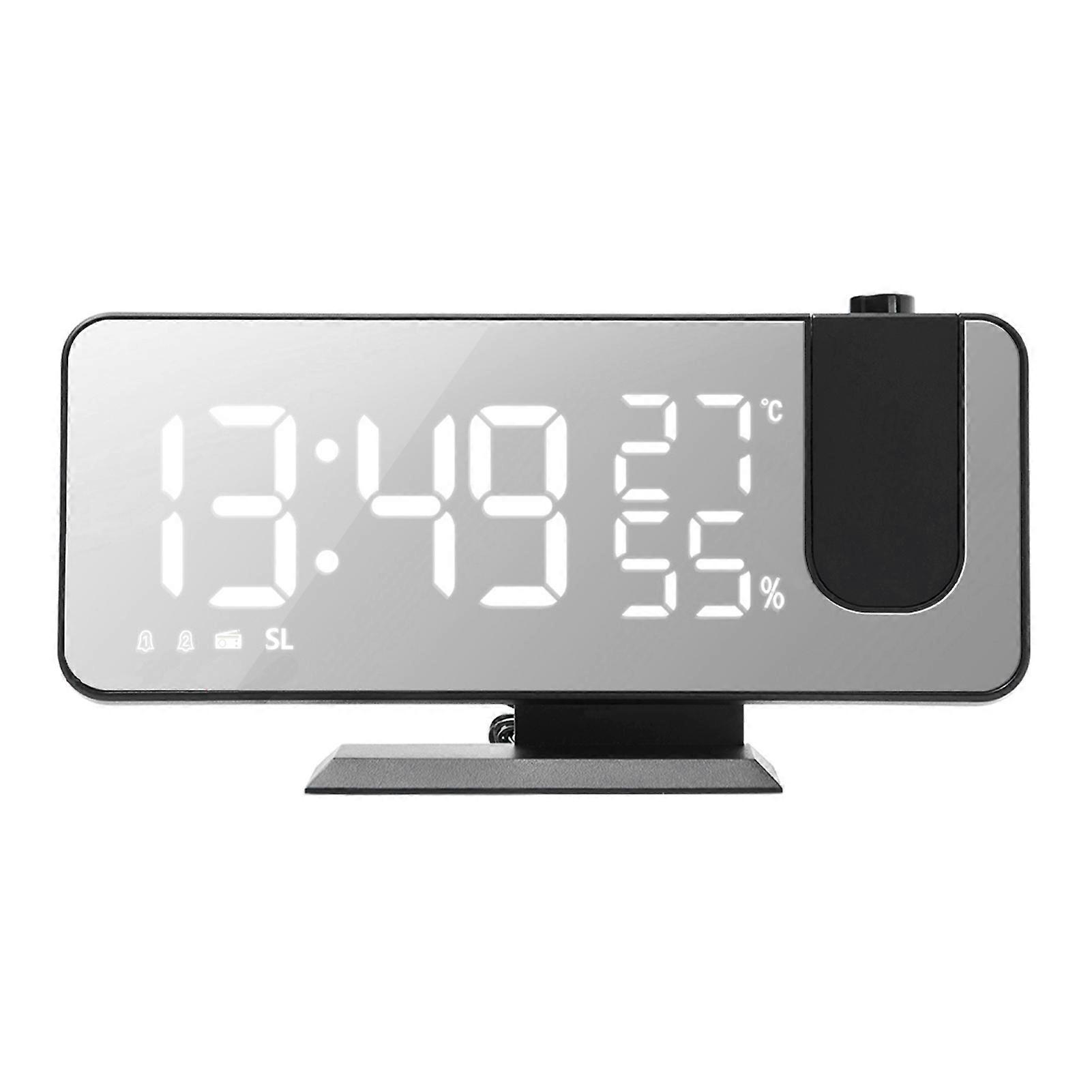 Digital Projection Alarm Clock Indoor Temperature Humidity Monitor, FM Radio & Phone Charger