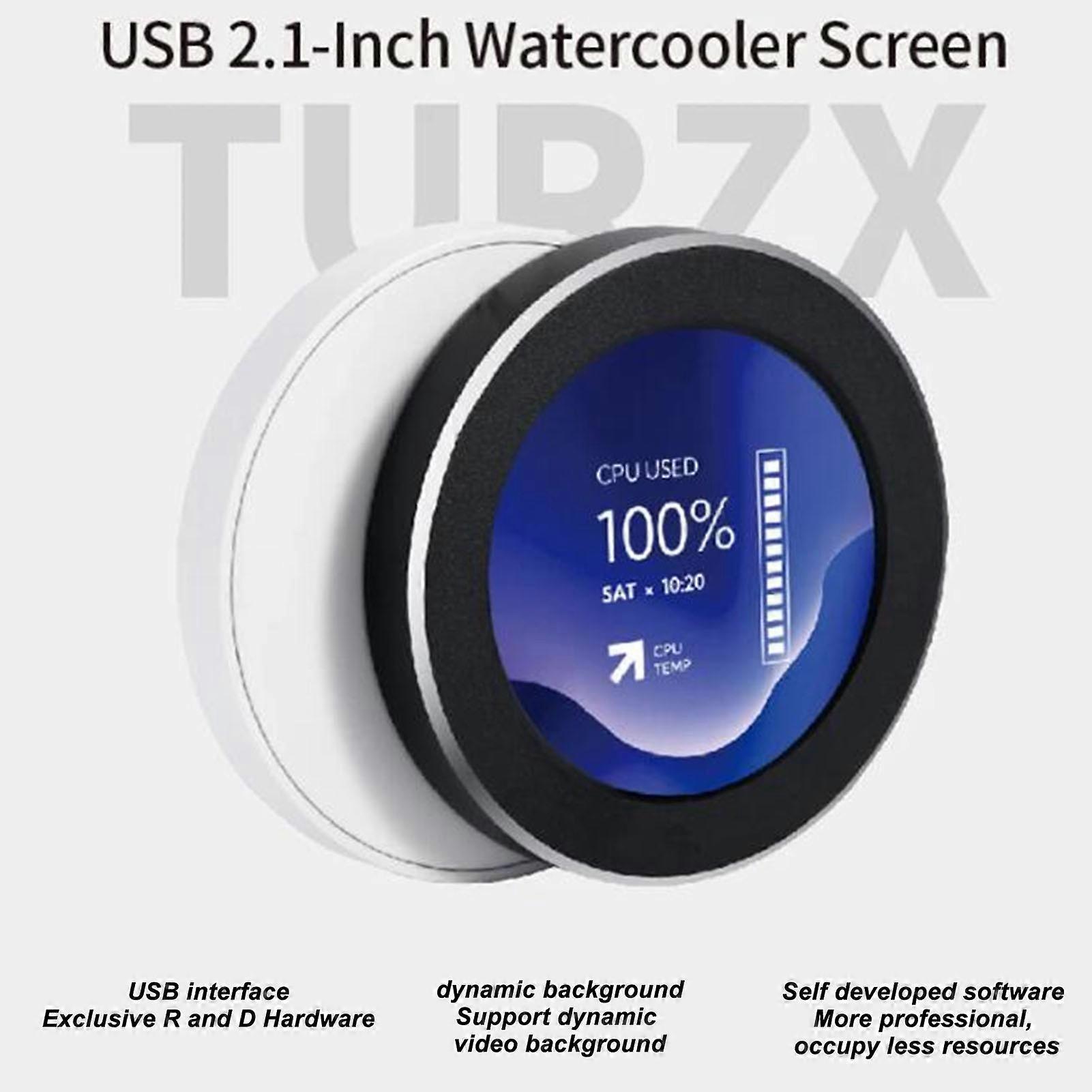 Liquid Cooler LCD 2.1in IPS Round 480x480 Dimmable Multifunction Watercooler Screen for Desktop Chassis