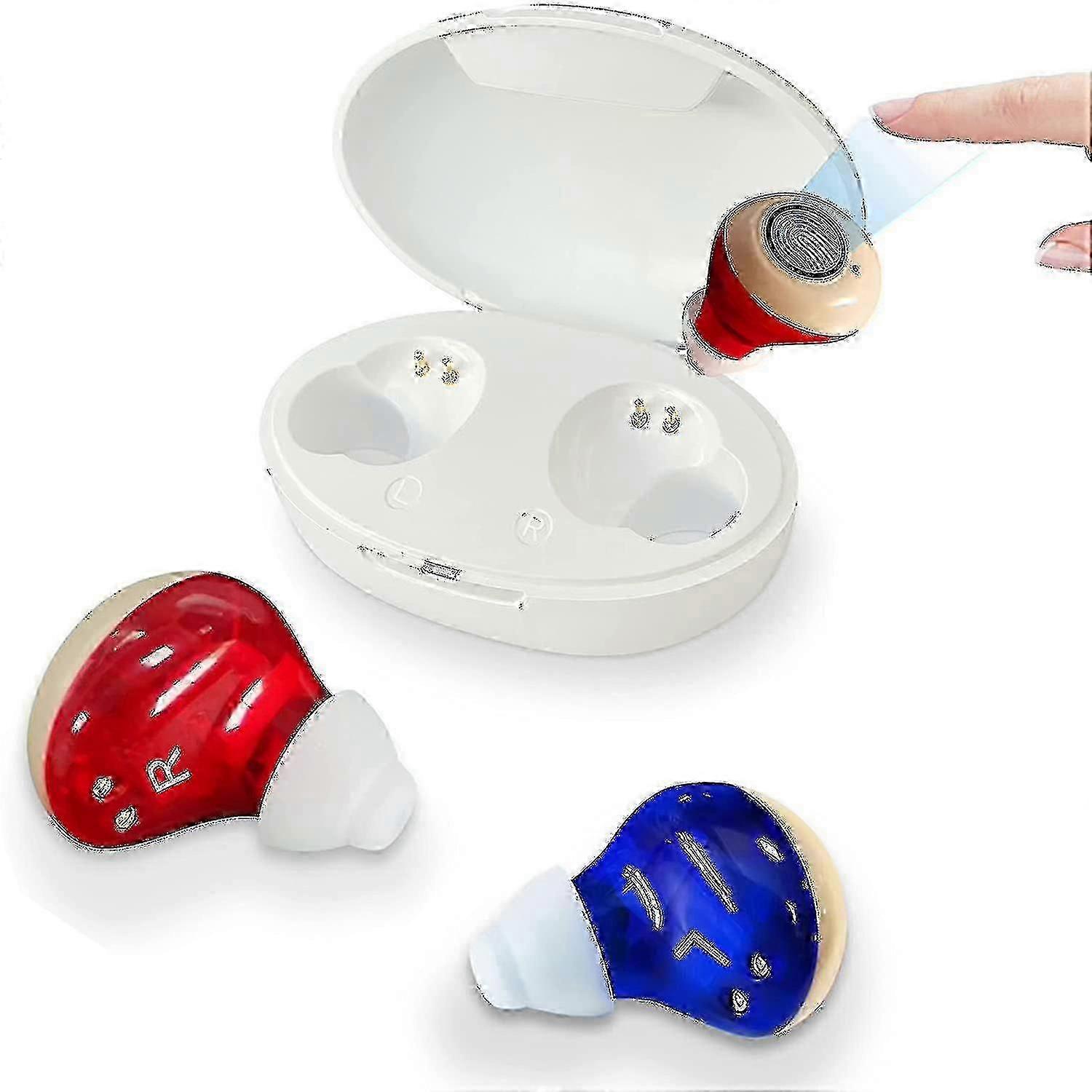 Rechargeable Nano Hearing Aids - Digital Noise Cancelling Invisible Amplifiers With Charging Case For Seniors