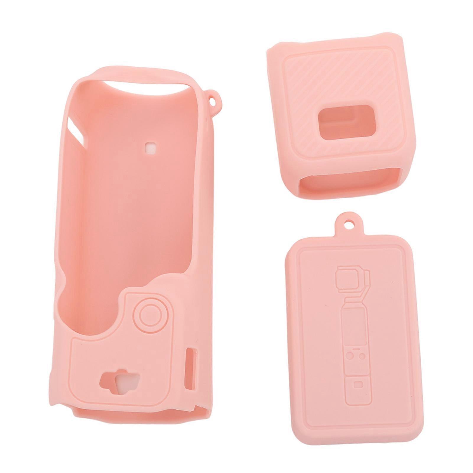 Silicone Protective Case Cover for OSMO Pocket 3 Dustproof Scratch Resistance Action Camera Protective Cover for Host Pink 