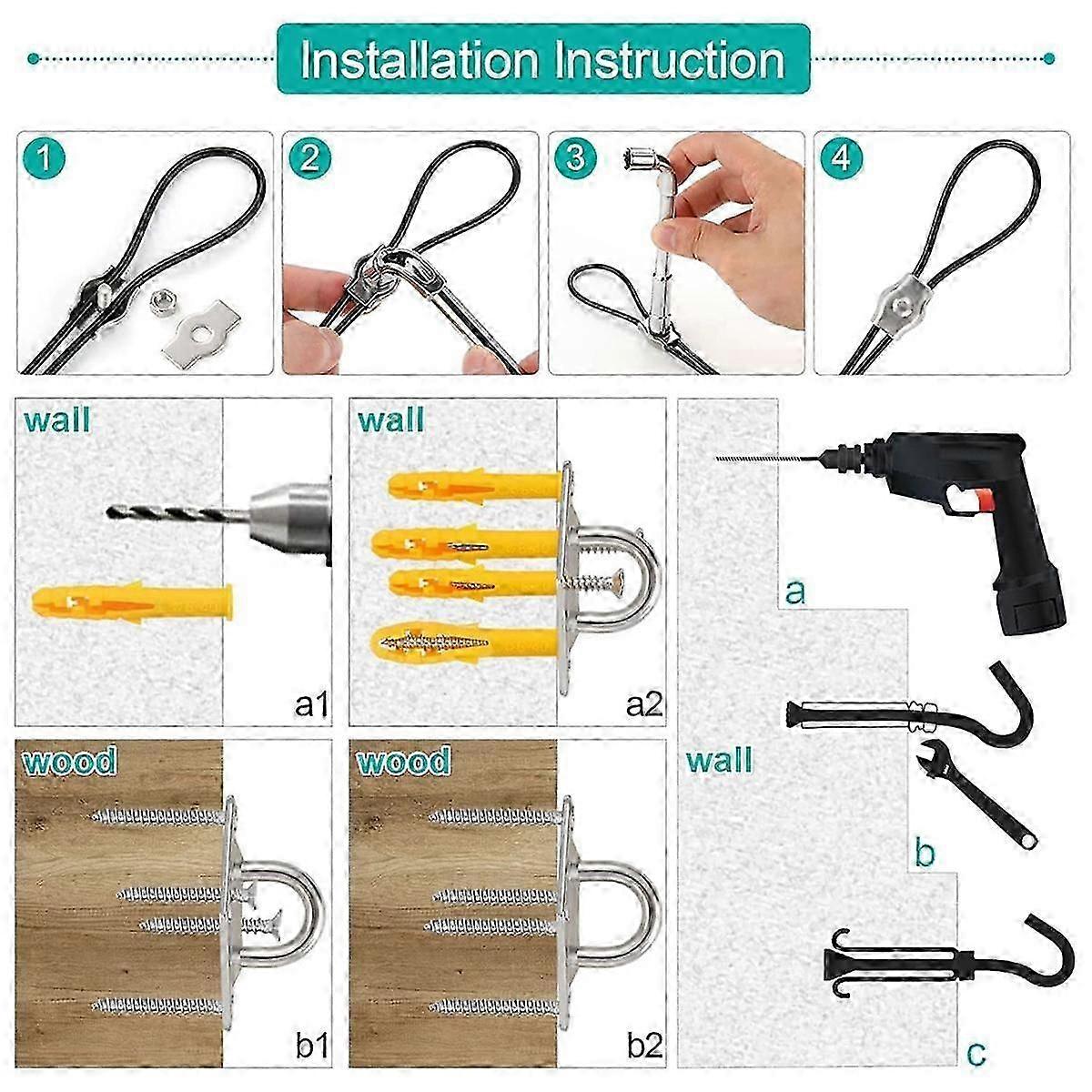 Shade Cord Outdoor Triangular Rectangular Awning Mounting Hardware Sail Hardware Kit 304 Stainless Steel Extension
