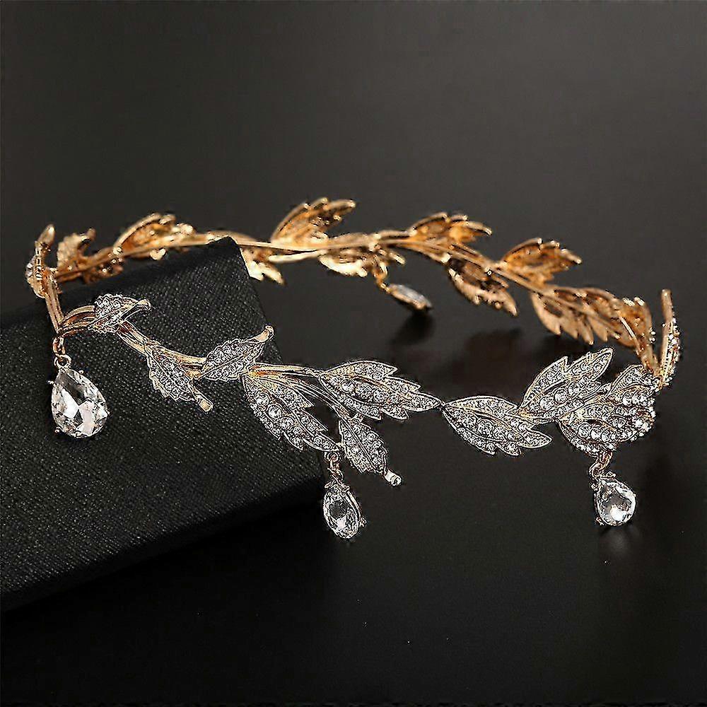 Rhinestone Wedding Crown Headband Leaf
