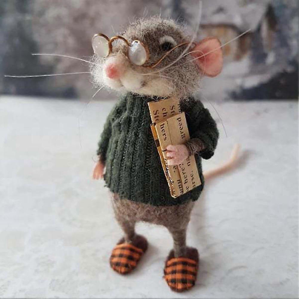 Cute Wool Felted Mouse Christmas Ornament, Handmade Needle Felt Mice Figurine, Holiday New Year Decor, Felt Christmas Mouse Doll