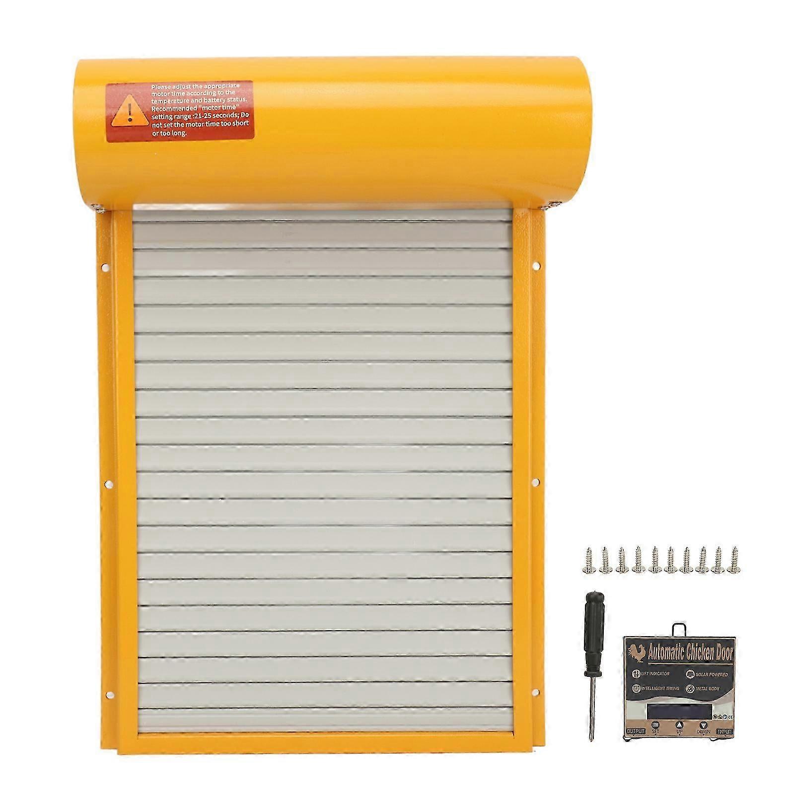Automatic Chicken Coop Door Opener Battery Powered Timer Led Display Chicken Coop Door For Farm Yellow
