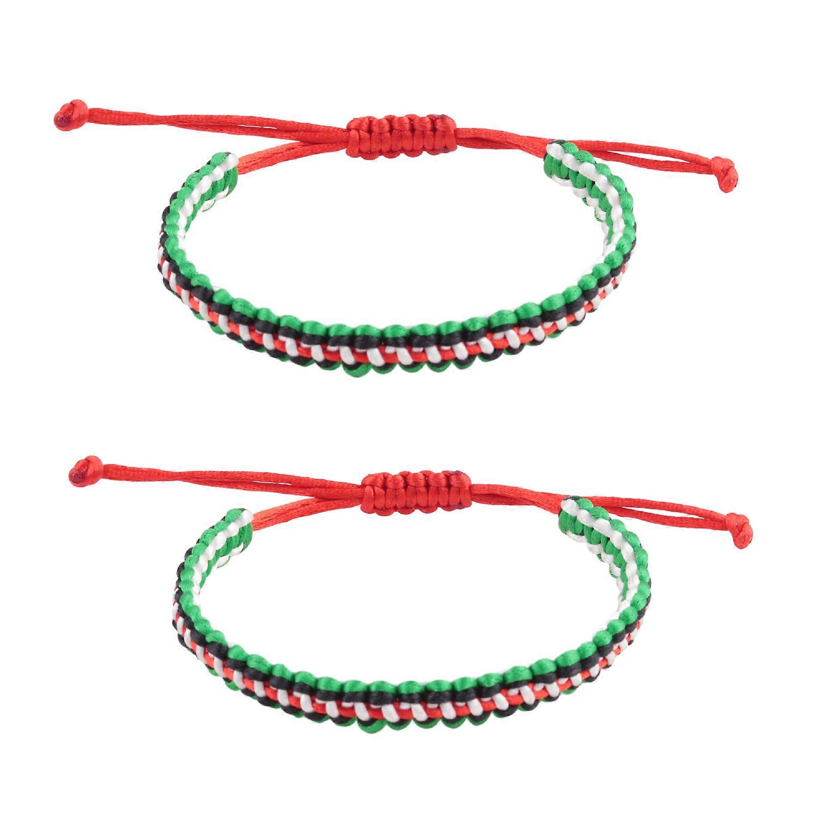 Adjustable Palestinian Woven Bracelet Palestinian Flag Handcrafted Bracelet Statement Hand String Braided Rope Bangle