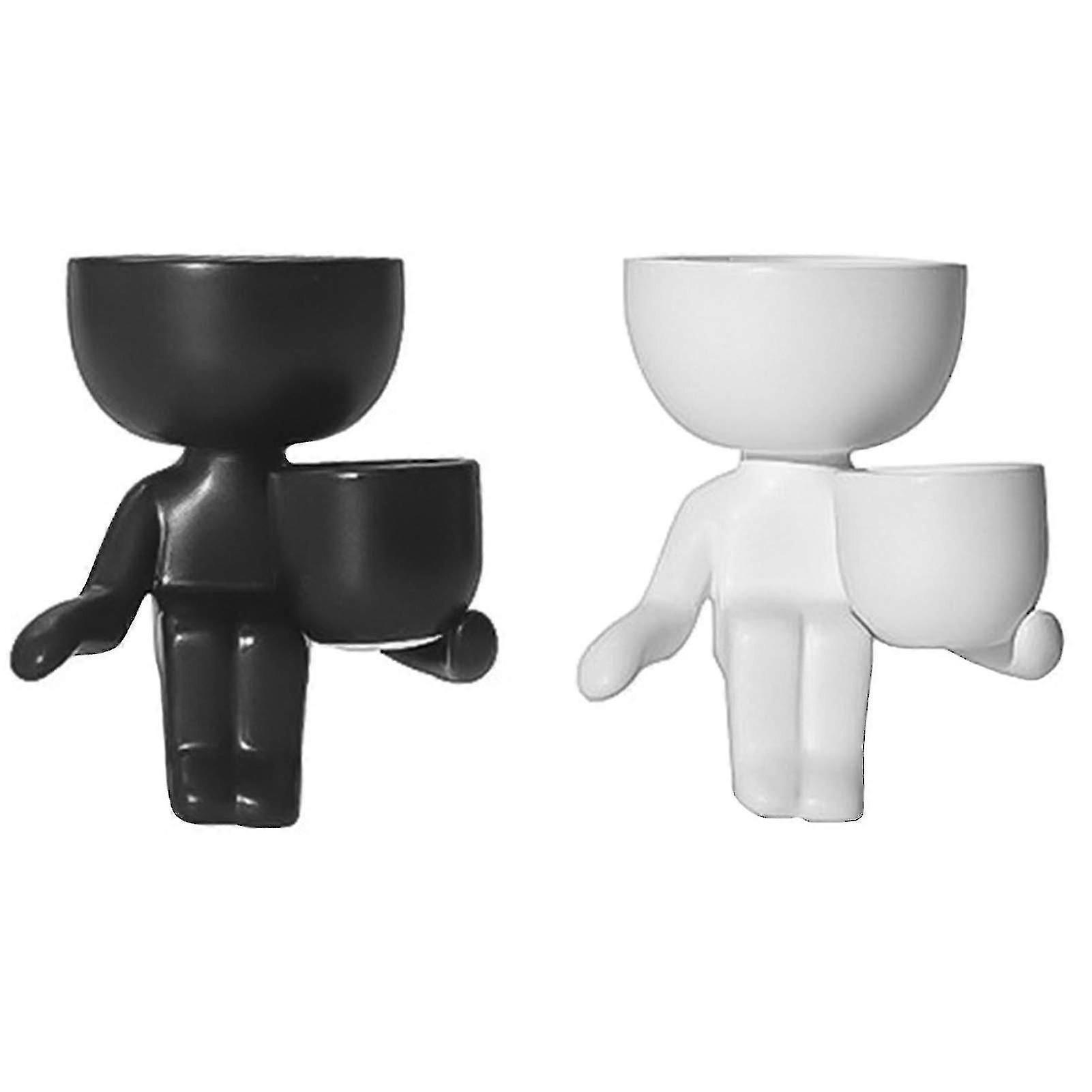 2 Pack Ceramic Planters For Succulent Cute Creative Humanshaped - Anyou