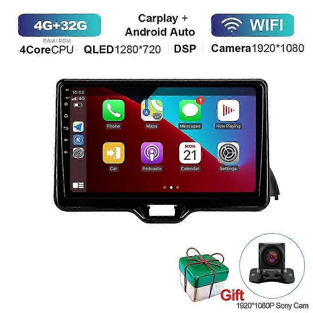 For Toyota Yaris Vios 2020 -2022 Car Radio Video Autoradio Multimedia Player Monitor Android 13 Navigation Ips Audio Carplay Ips 4G 32G CARPLAY