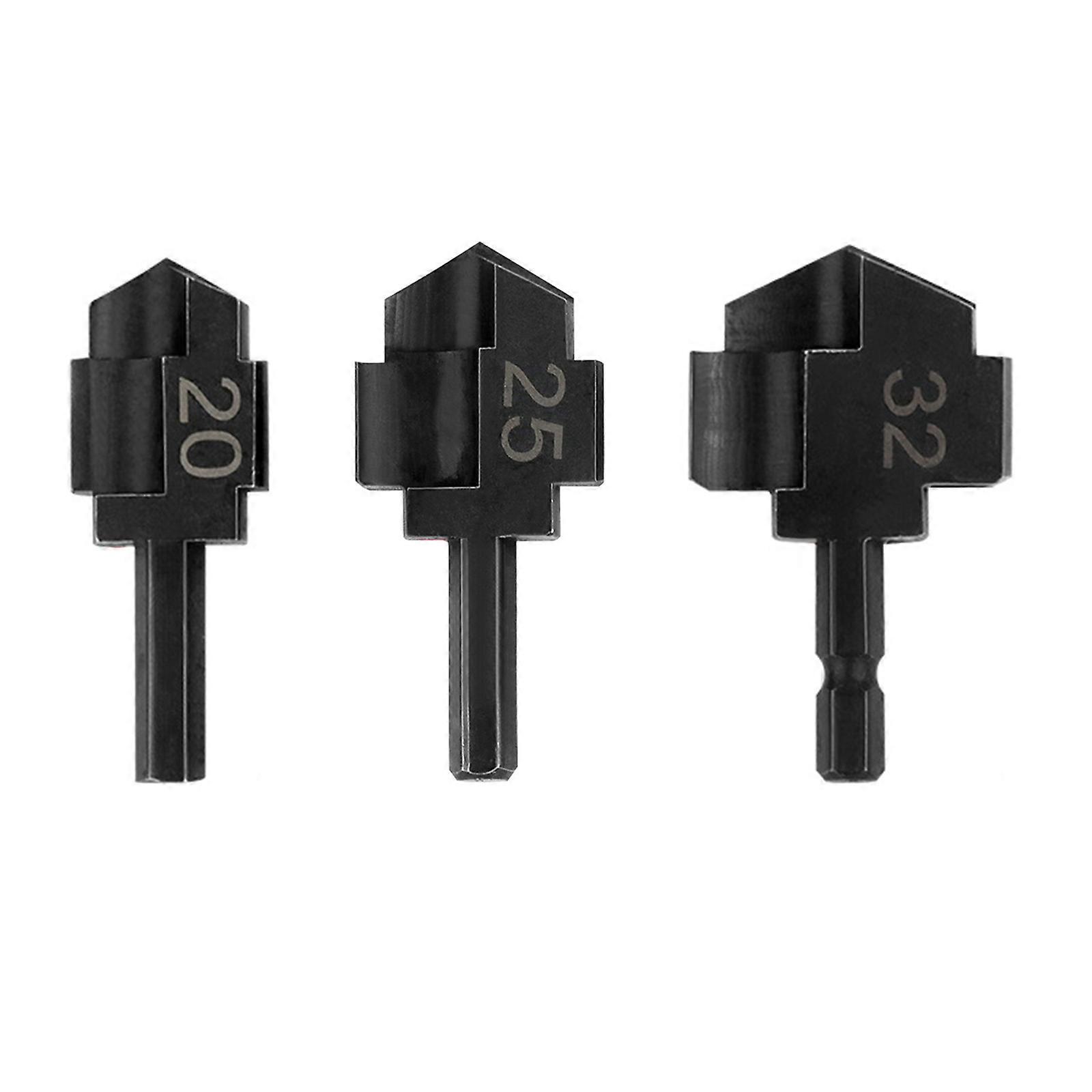 3Pcs Lifting Drill Bit Water Pipe Connection Tool Stepped Drill Bit 20/25/32mm Full Open Process Chamferer Step Drill