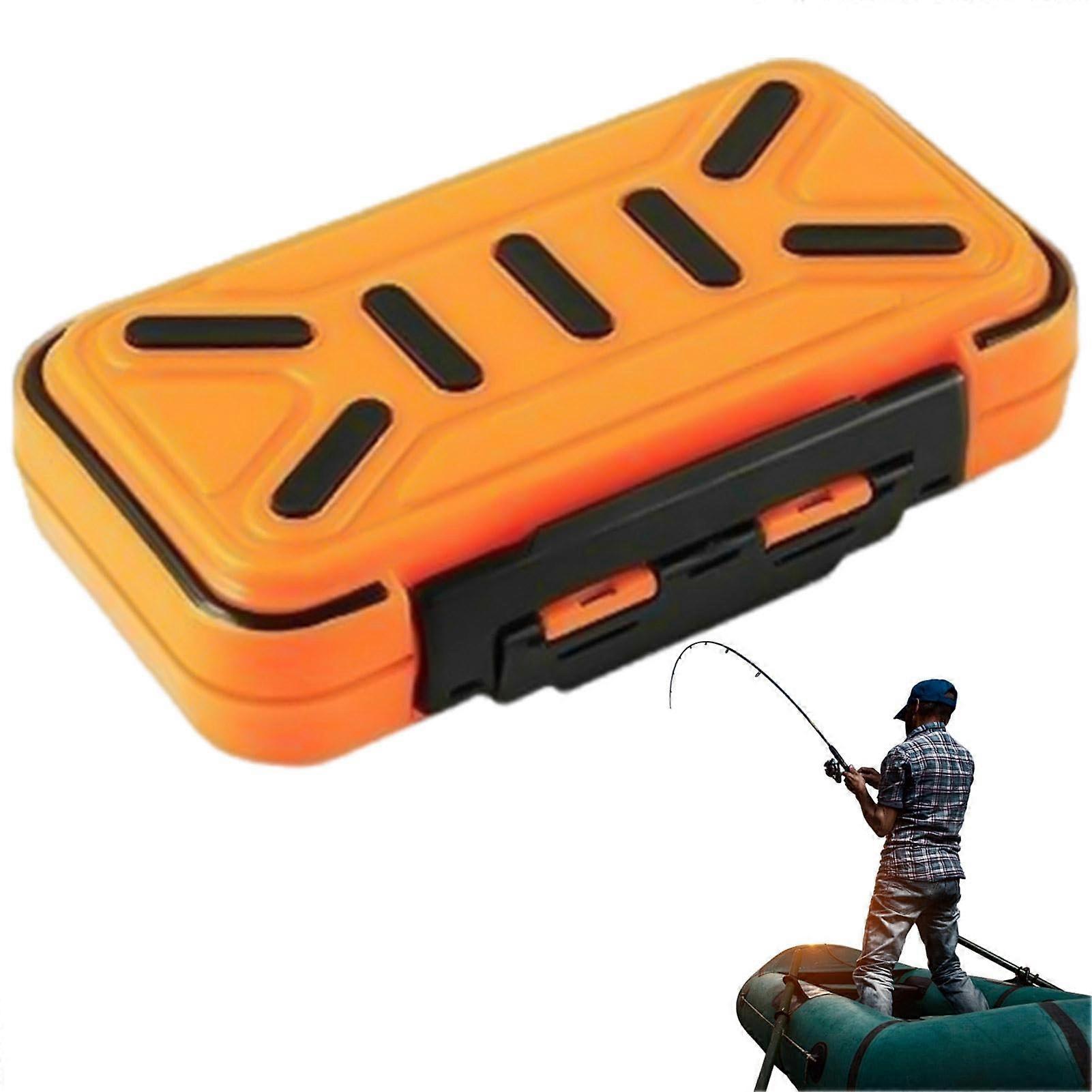 Fishing Accessory Box, Strip Seal Double-Sided Tackle Organizer With Removable Divider, Orange