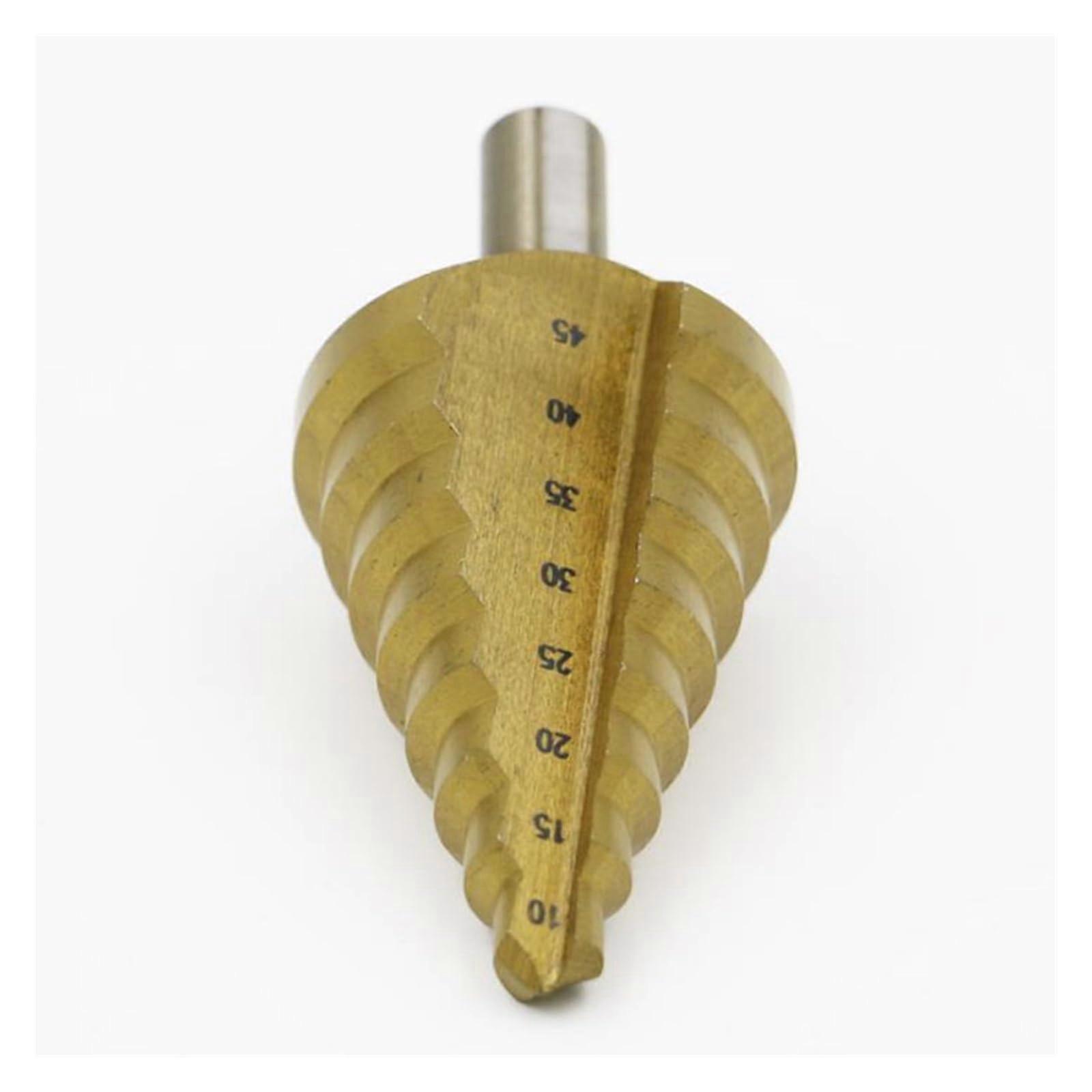 1045 mm HSS Steel Cone Drill Bit Set - Metric Spiral Flute Step Drill Bit for Pagoda Form Hole Cutting