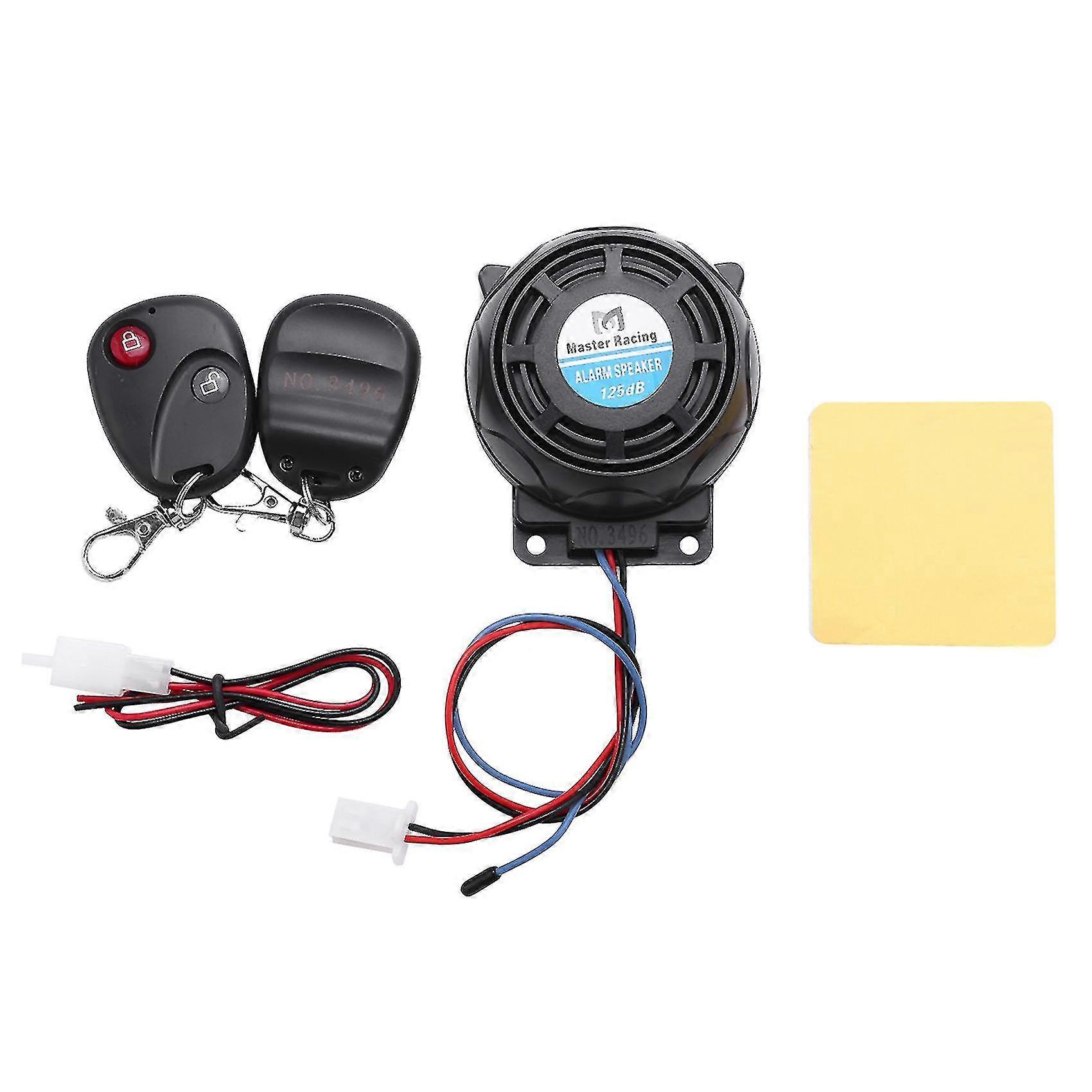 Motorcycle Anti-theft Alarm with Vibration Sensor & Dual Remote - Black