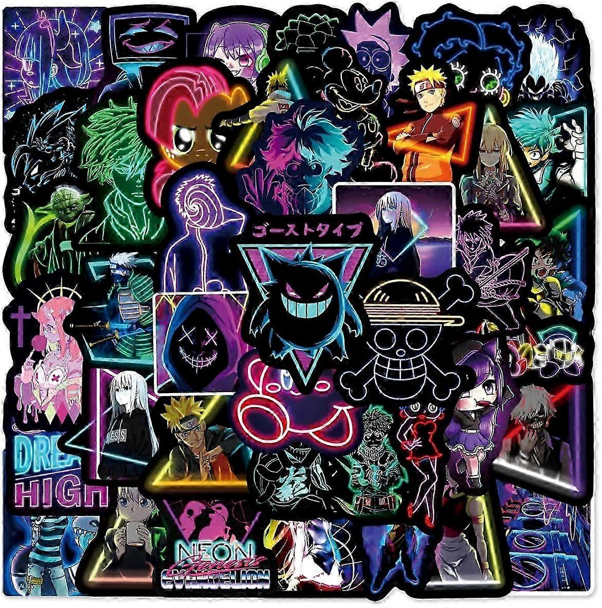 50pcs Mixed Neon Sign Stickers for Water Bottles, Skateboards, Notebooks, Laptop Computers, and Phone Cases, Suitable for Teens, Girls, and 