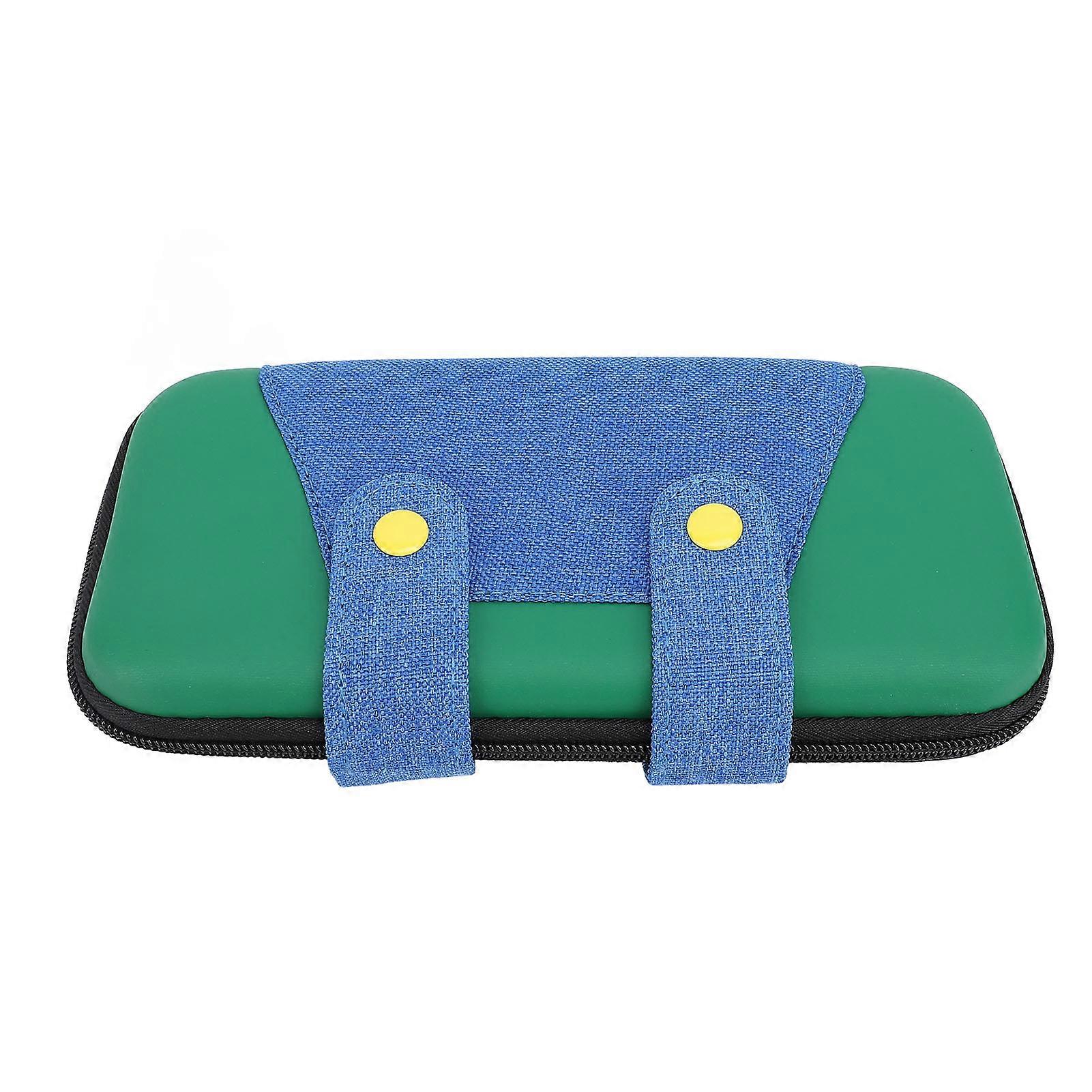 Green Blue Water Resistant Hard Case for Switch Lite with Mesh Pockets & Double Zipper