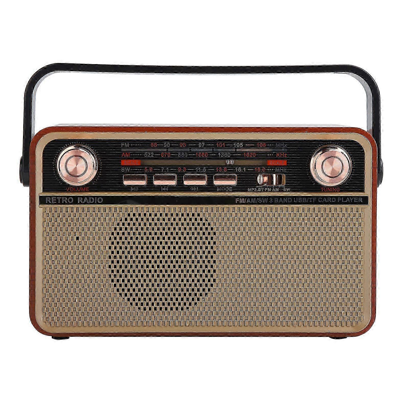 Portable FM/AM/SW Radio Receiver with USB Charging for U Disk, Bluetooth & Memory Card, Ideal for Home Use