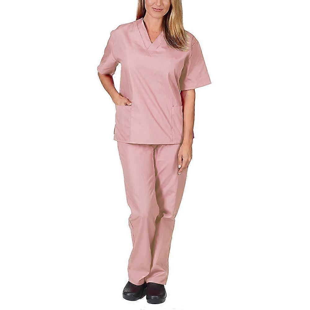 Herr & Kvinnor Kortärmad V-ringad Topp + Byxa Amning Arbete Uniform Set Kostym Hälsoarbetare Arbetskläder Skydda Uniform Läkare Kläder